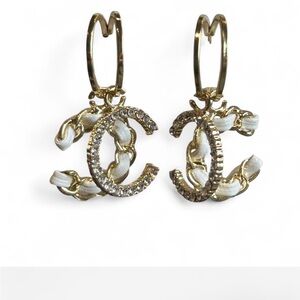 Gold and white  & Gold Fashion Jewelry CC earrings #Cc #LuxuryJeweller